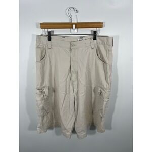 Pacific Flyer Mens Y2K Cargo Shorts 36 Beige‎ 100% Cotton Baggy Street Skater